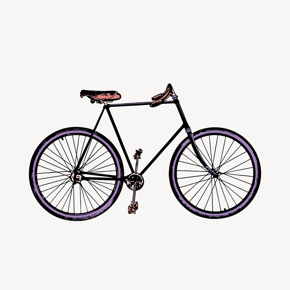 Purple bicycle collage element, vehicle aesthetic, vintage illustration psd