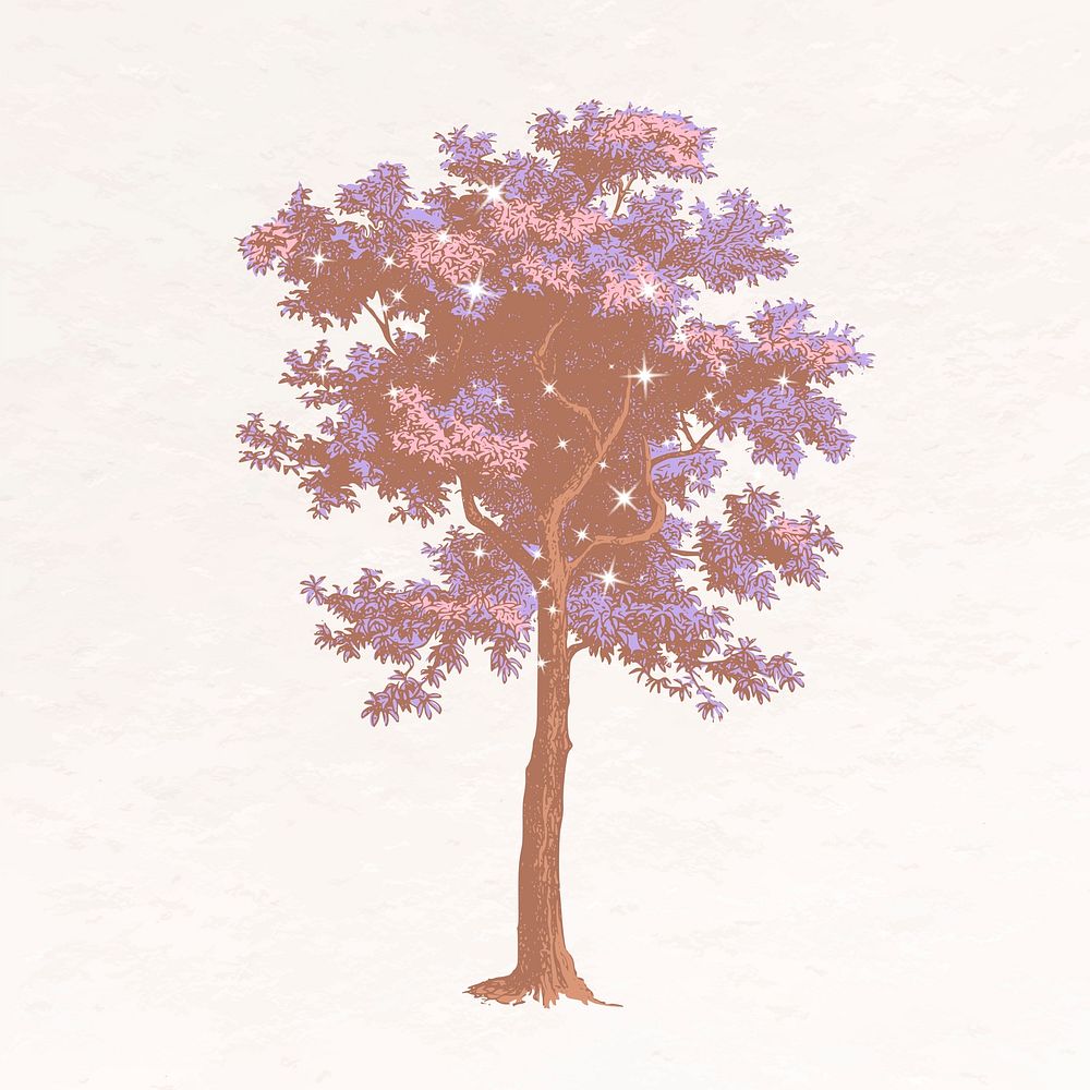 Sparkly tree, botanical aesthetic illustration