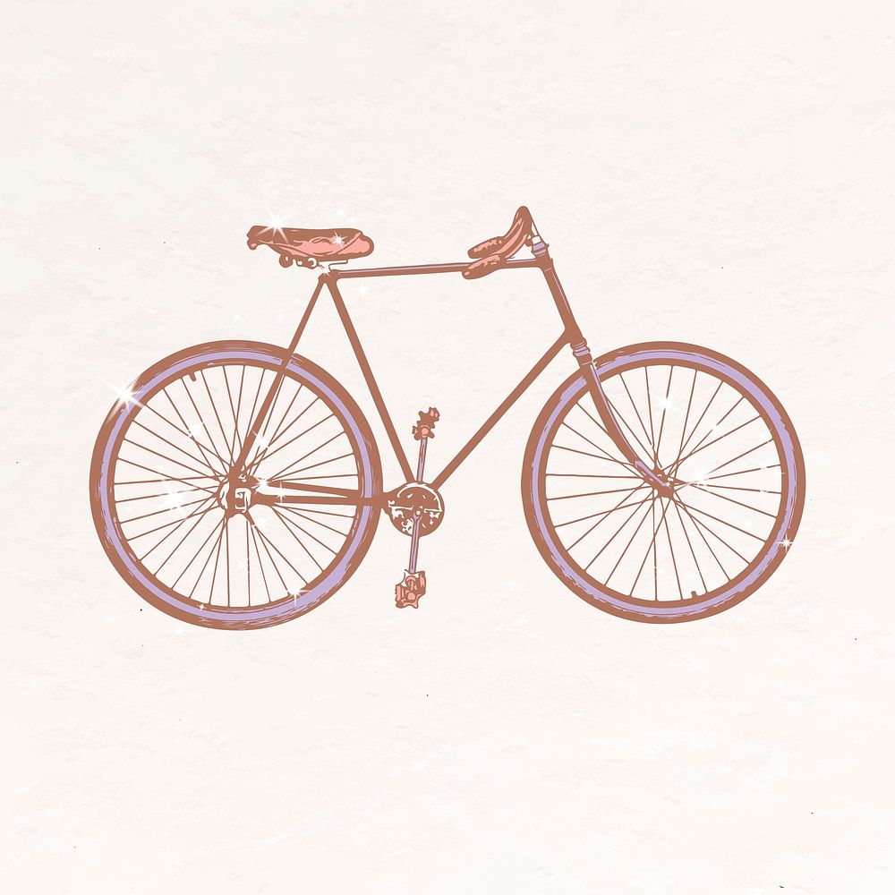 Bicycle aesthetic clipart, vehicle glittery illustration psd