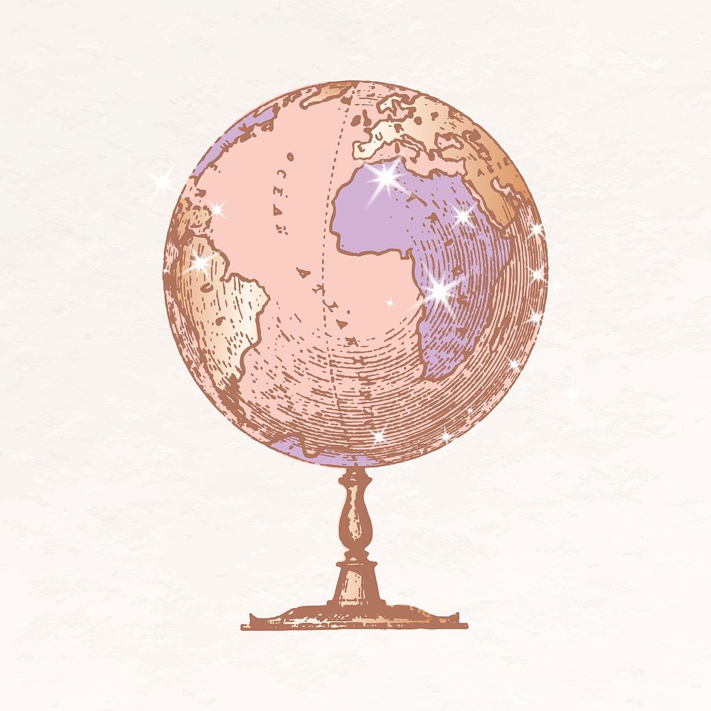 Sparkly globe, education aesthetic illustration
