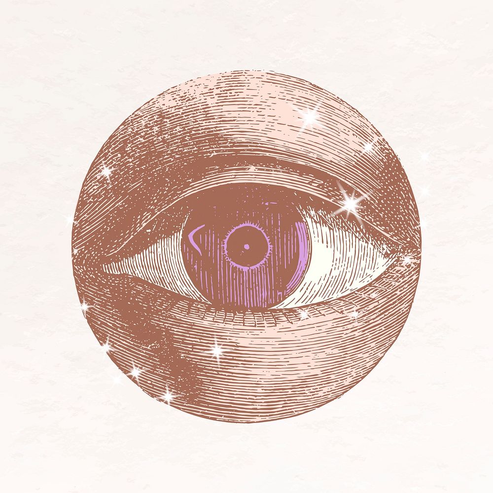 Sparkly observing eye, mystical aesthetic illustration