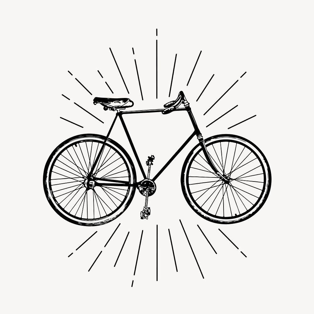 Bicycle drawing, vintage sustainable vehicle illustration