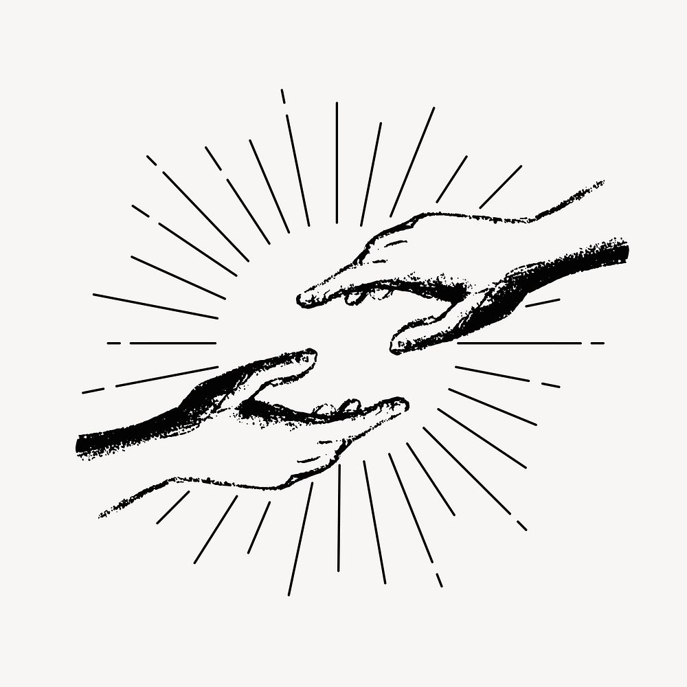Helping hands clipart, vintage religious drawing vector