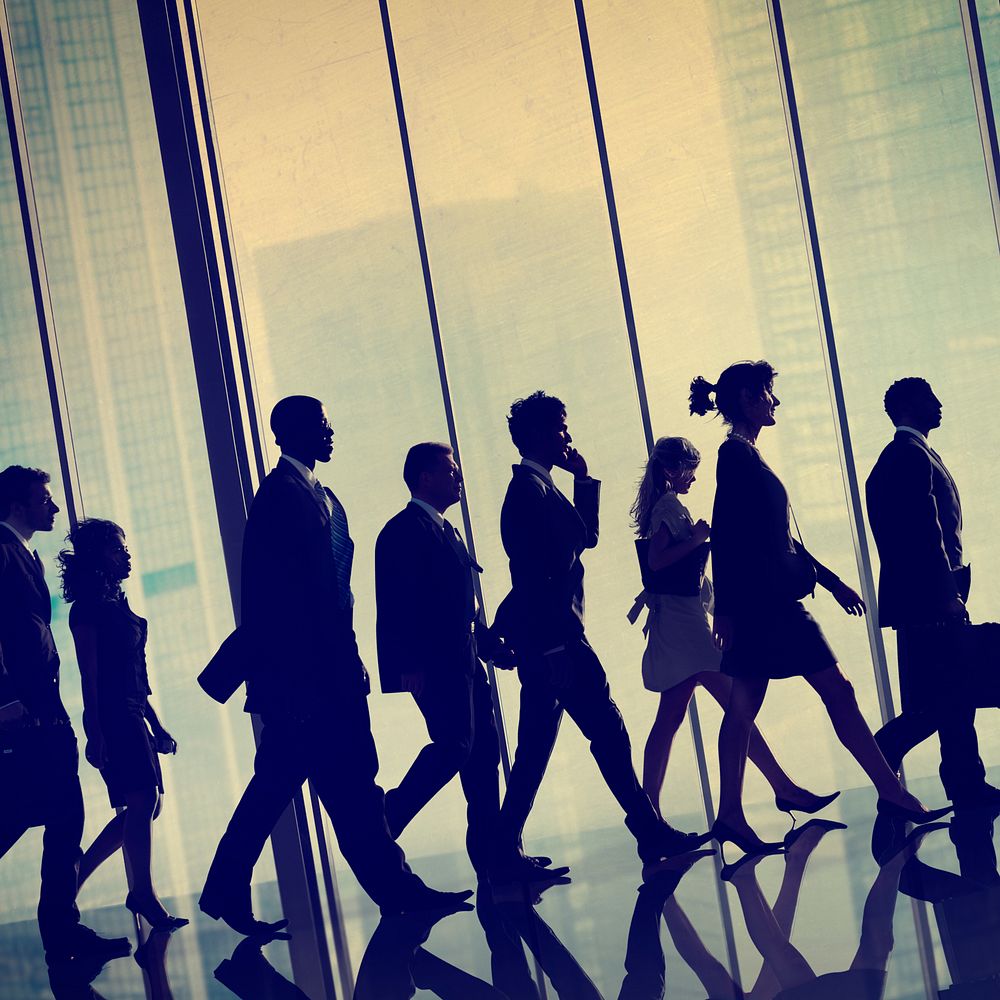 Silhouette Group of People Walking Concept