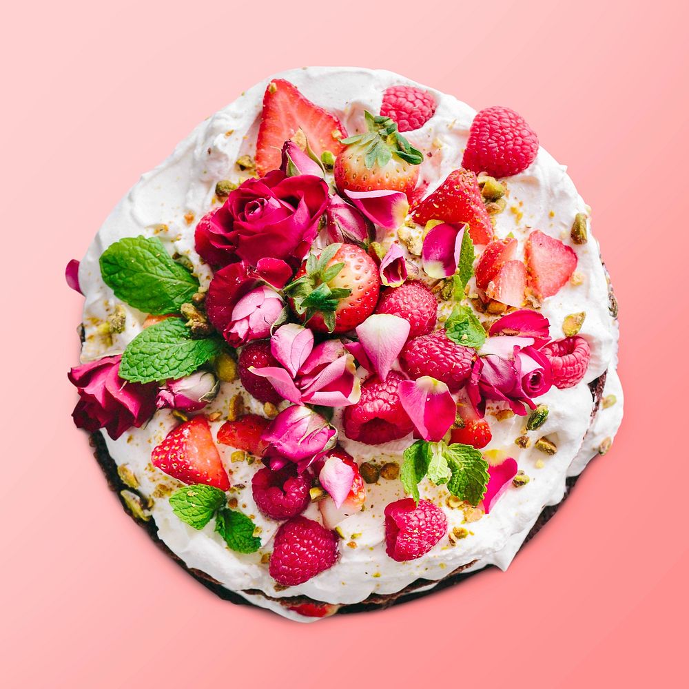Pink Persian love cake, food photography psd