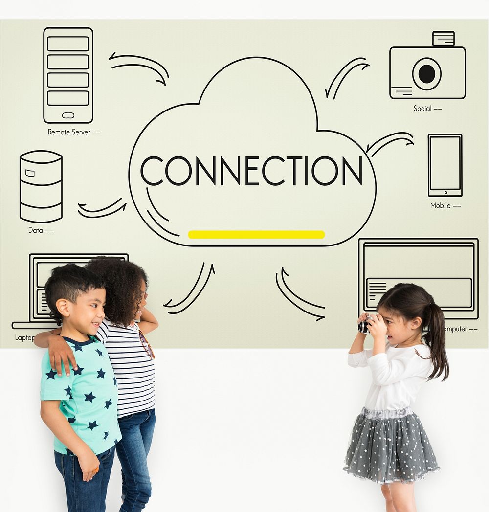 Kids connecting via social media communication