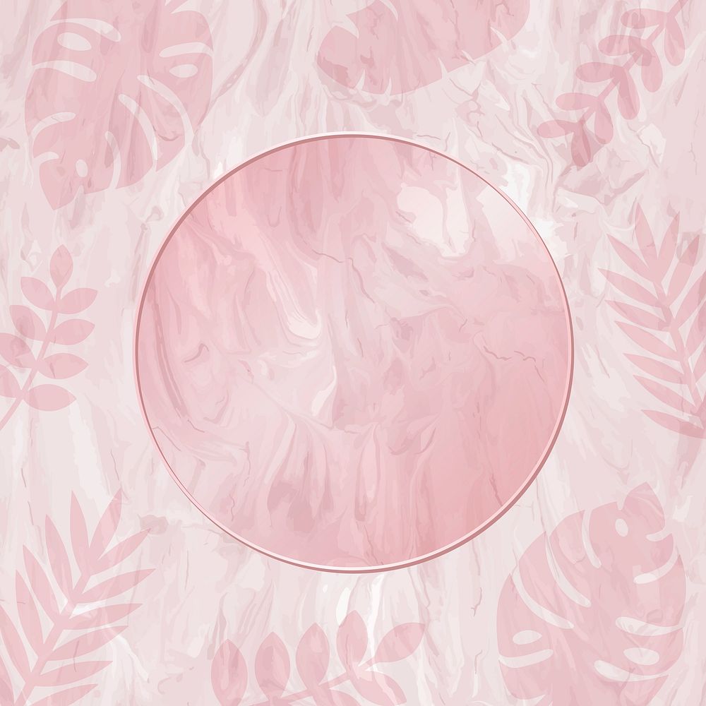 Round frame on pink monstera patterned social media advertisement vector