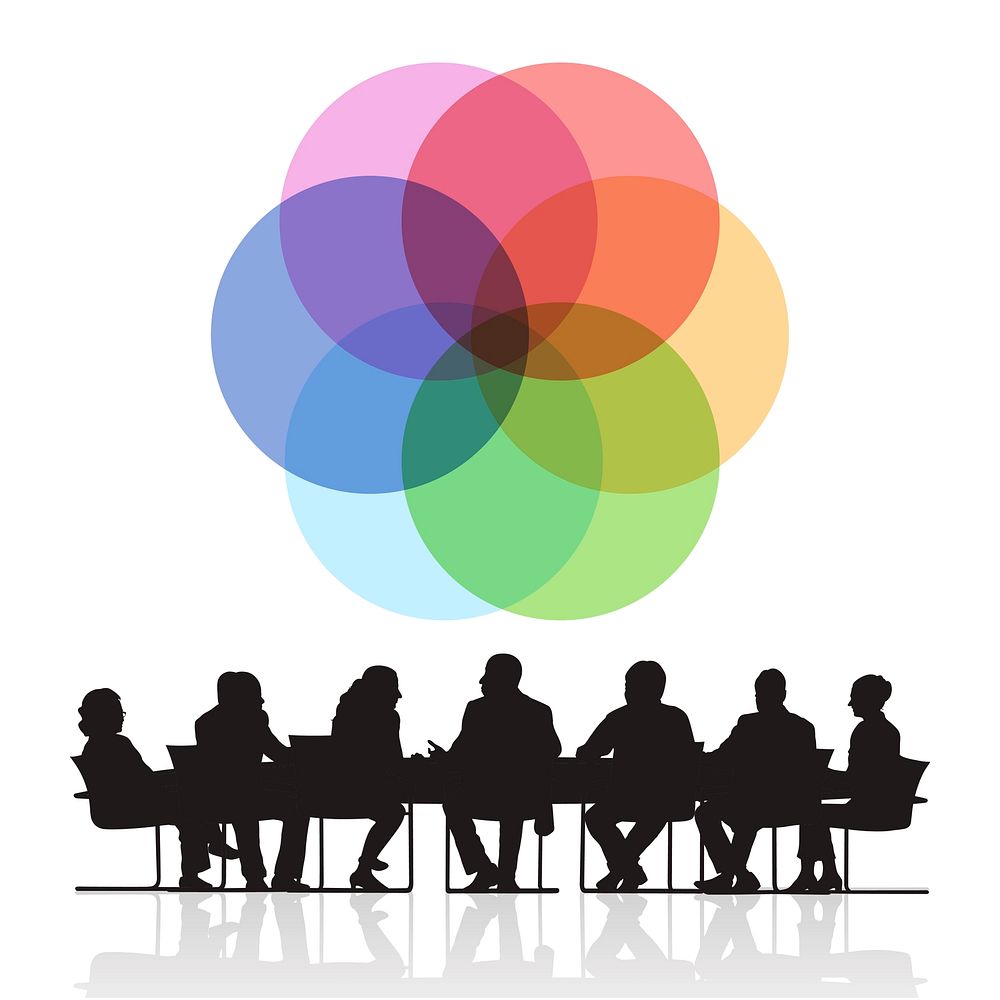 Illustration of business people's silhouette in the meeting vector