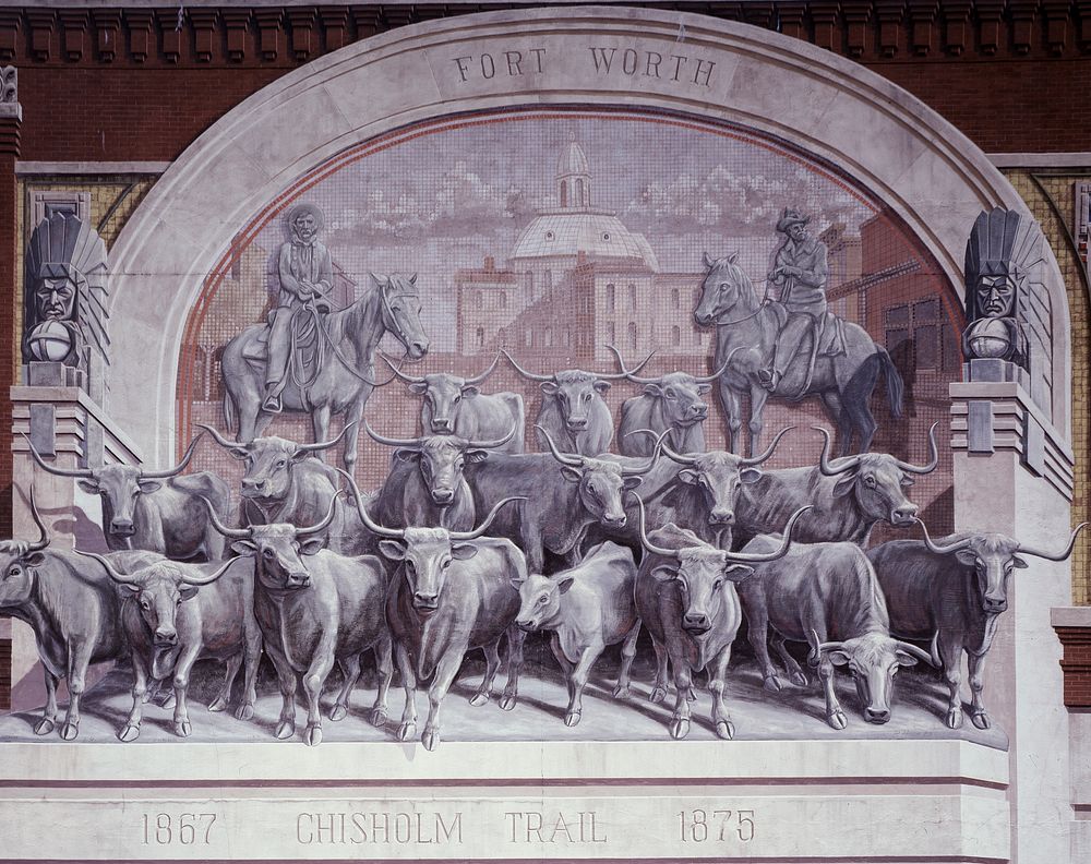 This mural remembering the famous Chisholm Trail cattle trail in Fort Worth seems to almost literally jump out at you.
