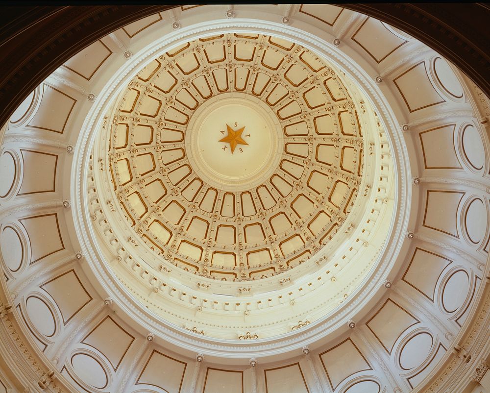 The rotunda ceiling of the Texas capitol in Austin. Original image from Carol M. Highsmith&rsquo;s America, Library of…