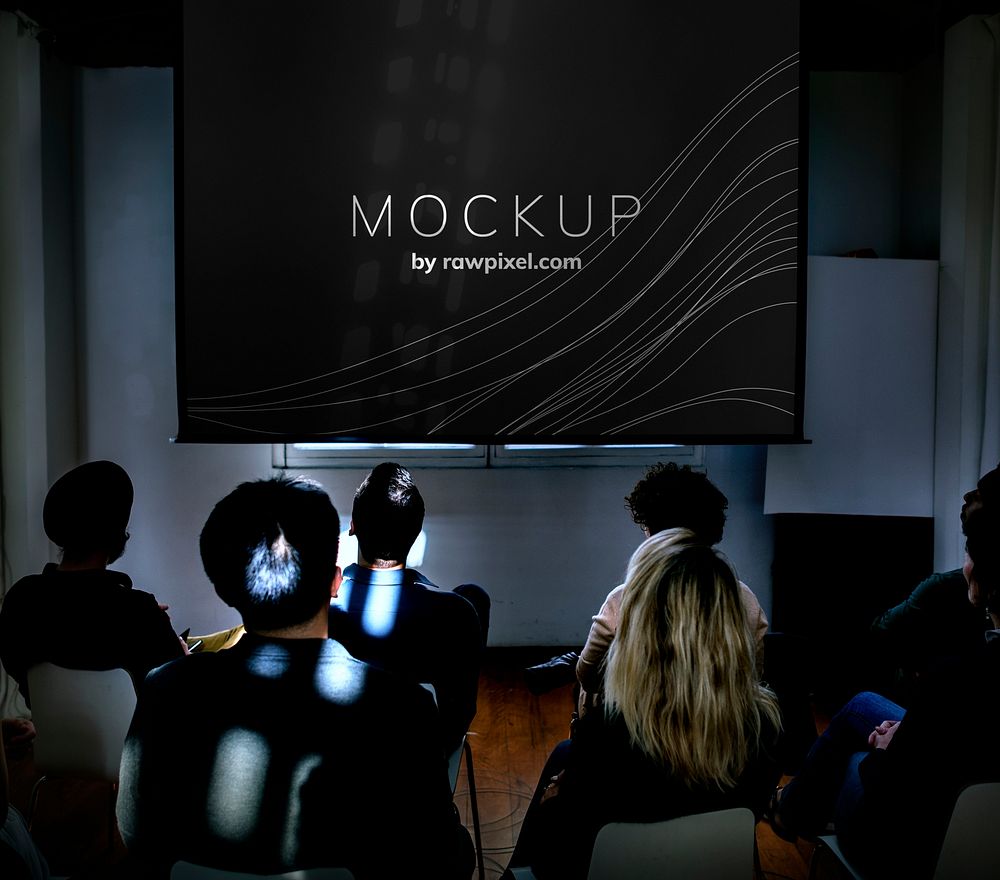 Projector screen mockup in a conference