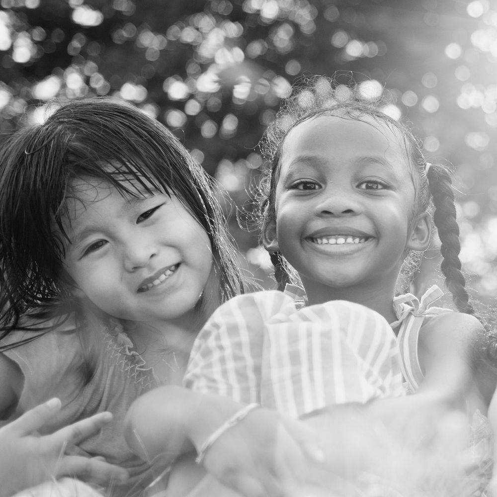 Two cute friends in the park