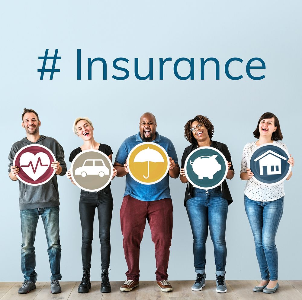Diverse people with insurance protection plan