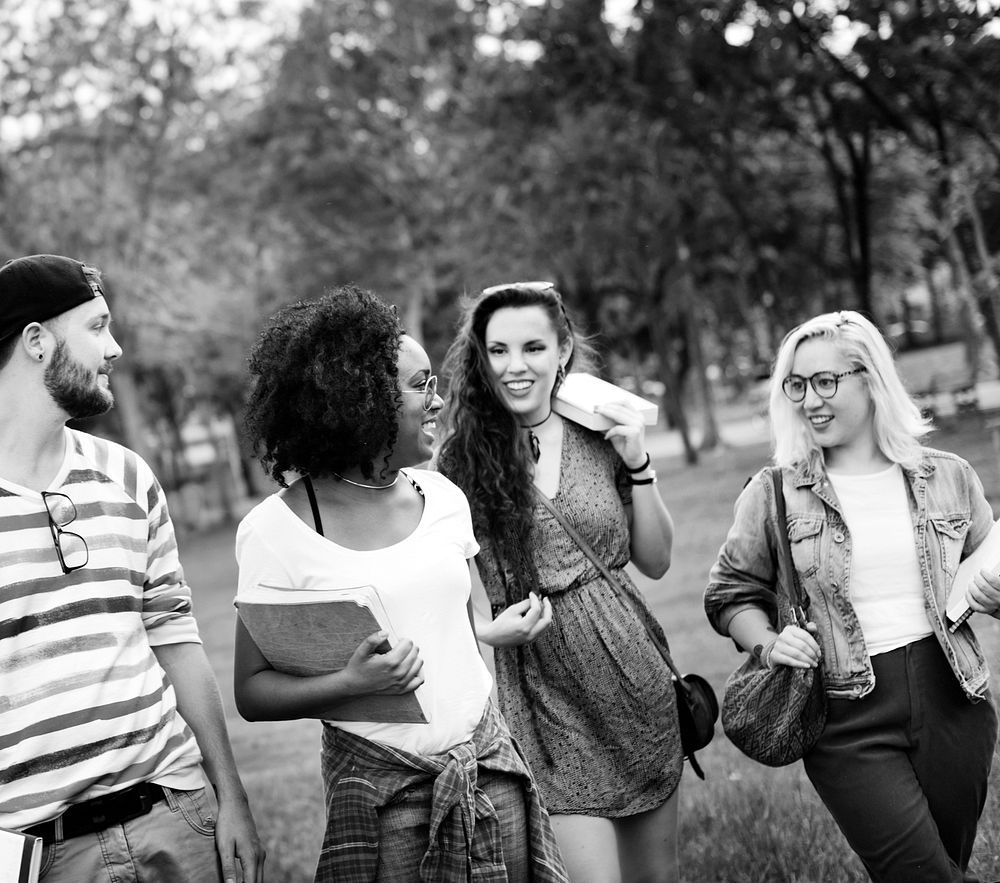 Group of friends walking together