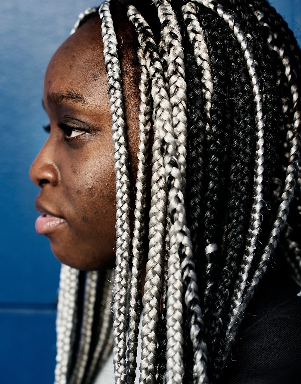 Portrait of black woman with dreadlocks hair