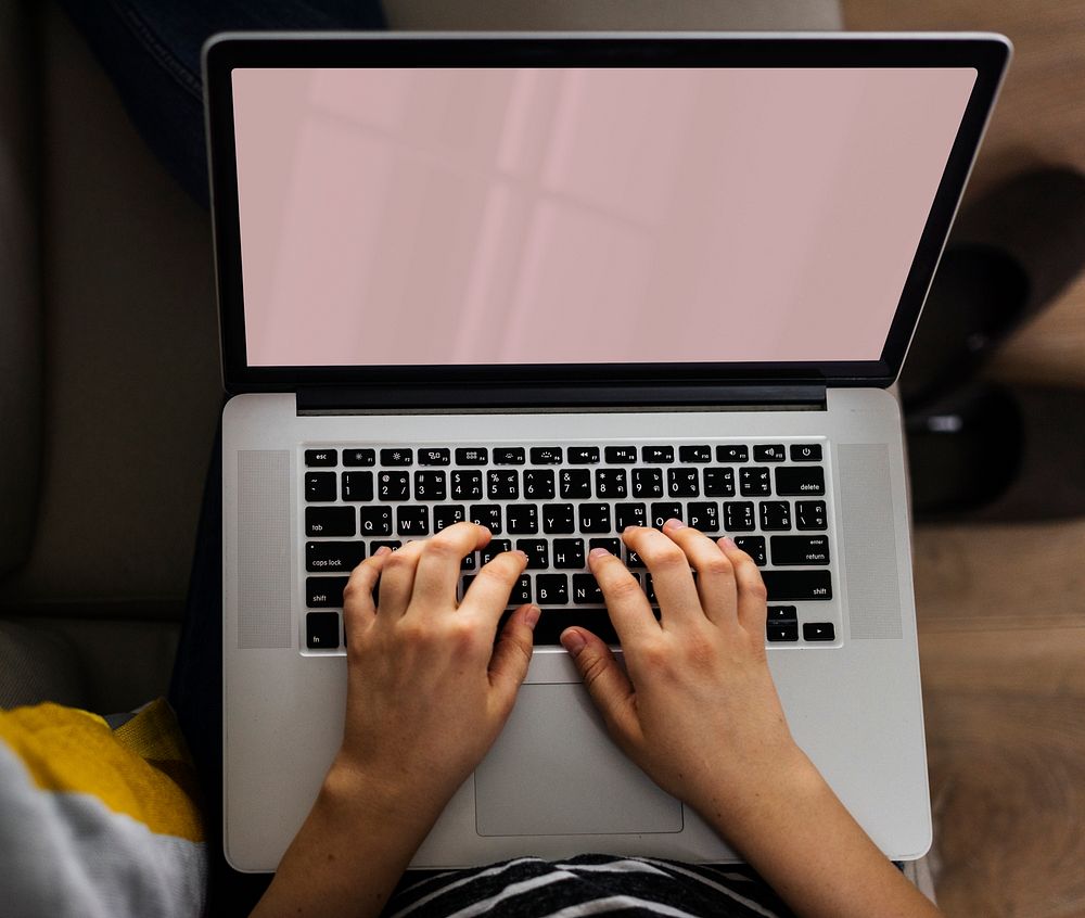 Woman working on a laptop