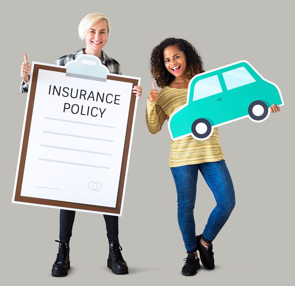 Women with car insurance icons