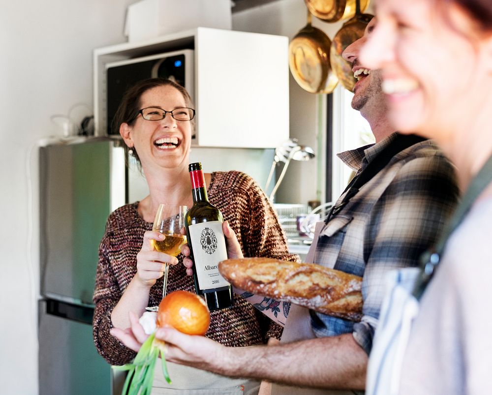 Cheerful people in the kitchen