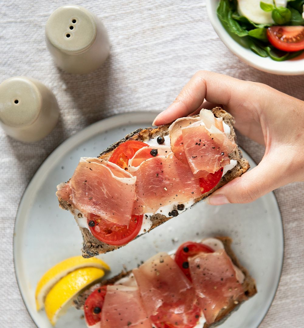 Prosciutto sandwich food photography recipe idea