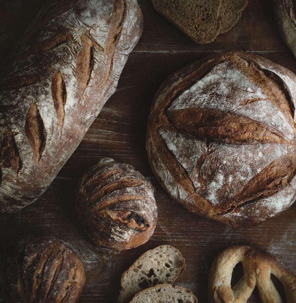 An assortment of bread loaves food photography recipe ideas