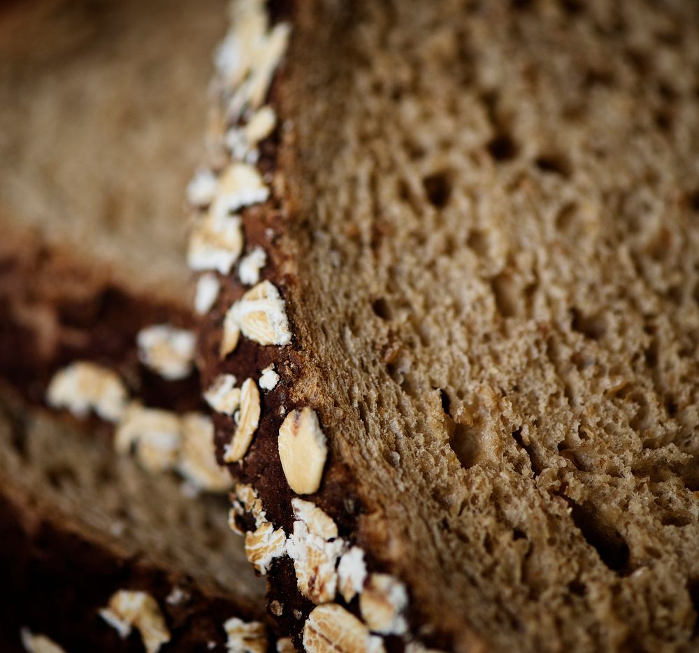 Close up of a slice of brown bread