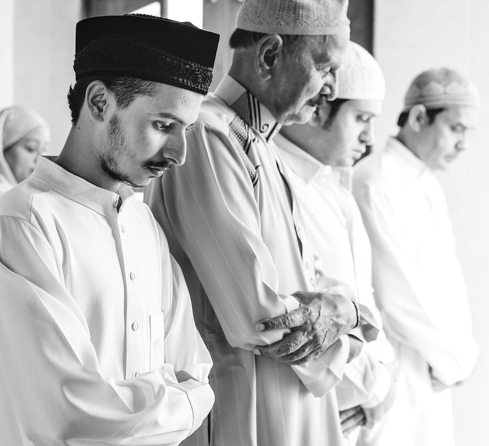 Muslim praying in Qiyaam posture