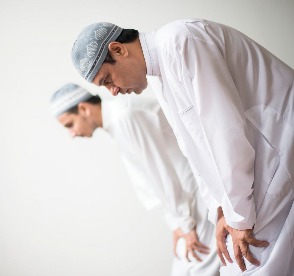 Muslim prayers in Ruku posture