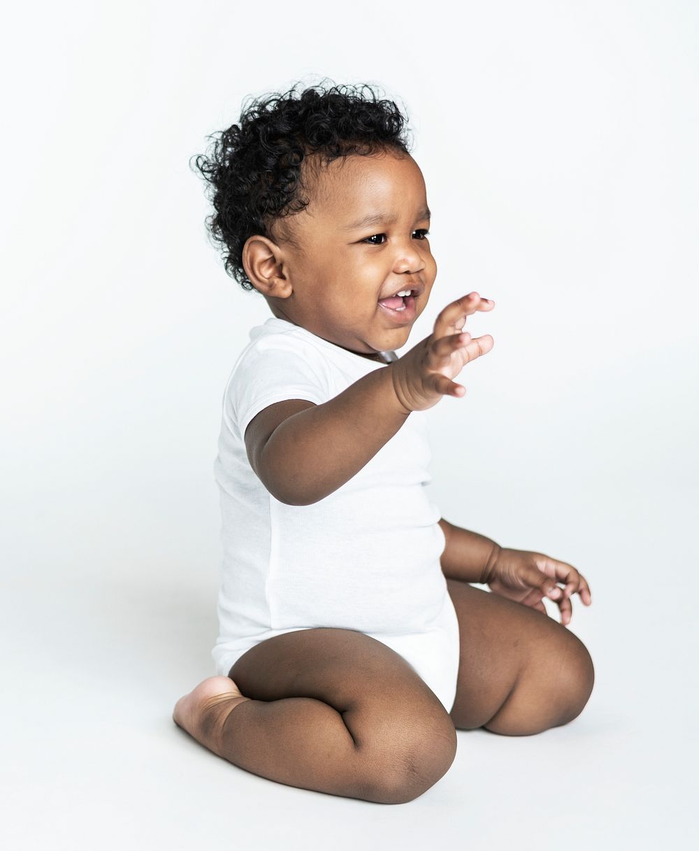 Cheerful baby in a studio