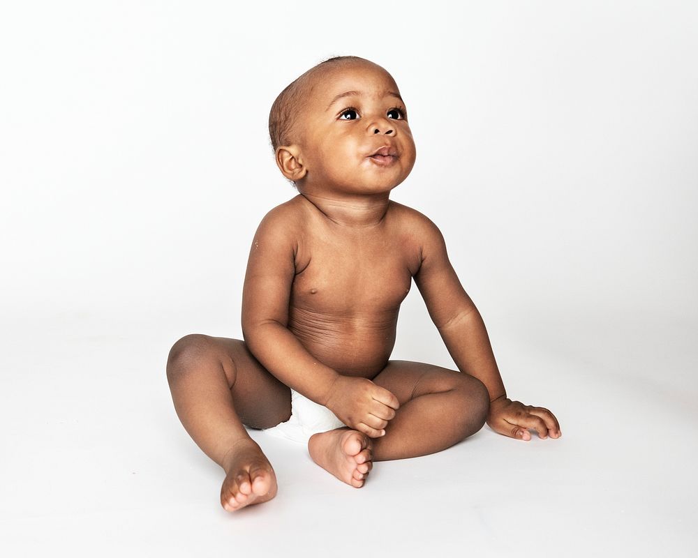 Studio shot of a baby wearing a diaper