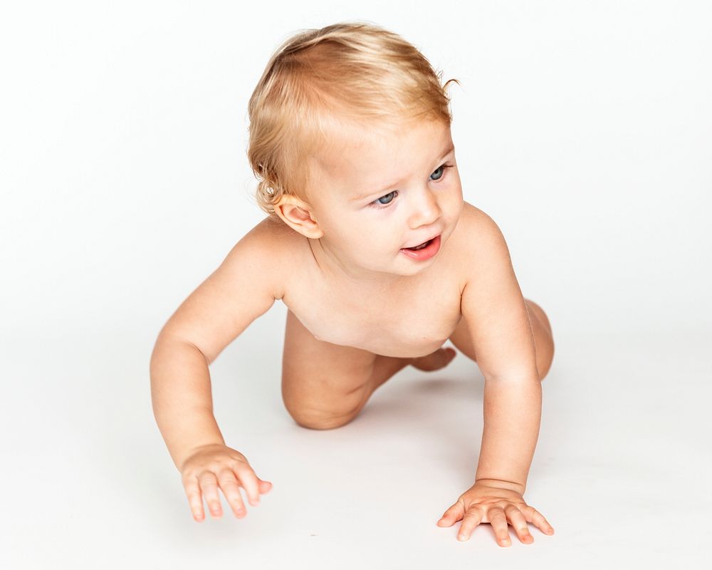 Little baby crawling on the floor