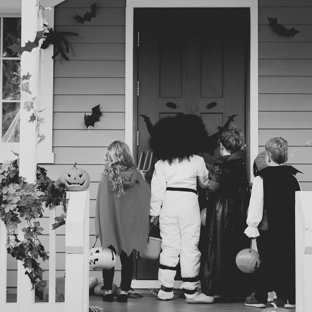 Little children trick or treating