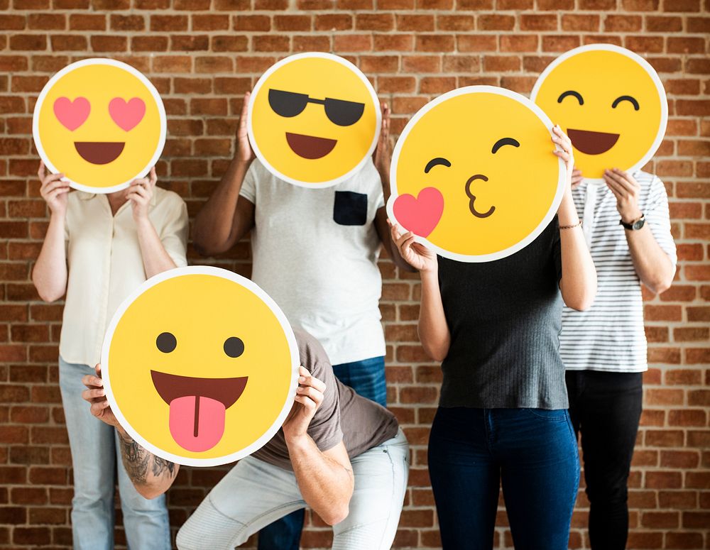 People Holding Positive Emoticons Premium Photo Rawpixel 1556