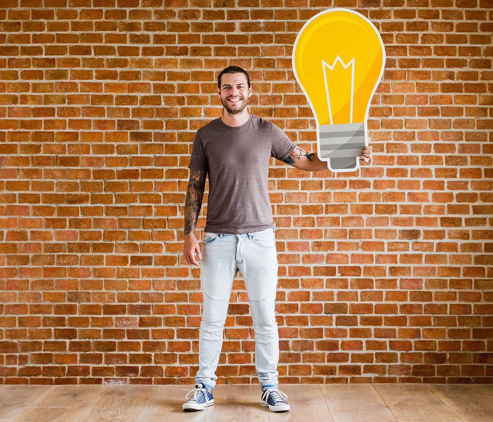 Man with a light bulb icon