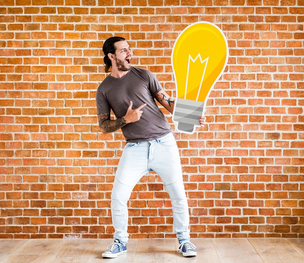 Man with a light bulb icon