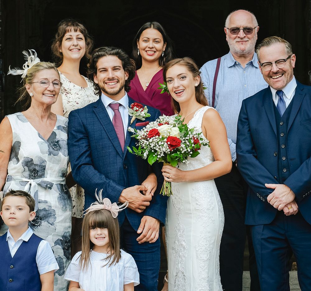 Newly weds with their family
