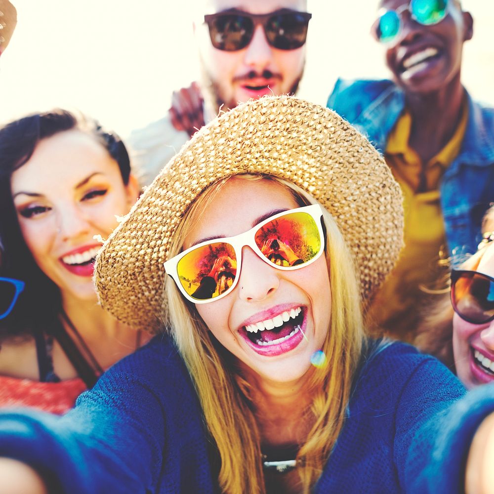 Friendship Selfie Relaxation Summer Beach Happiness Concept