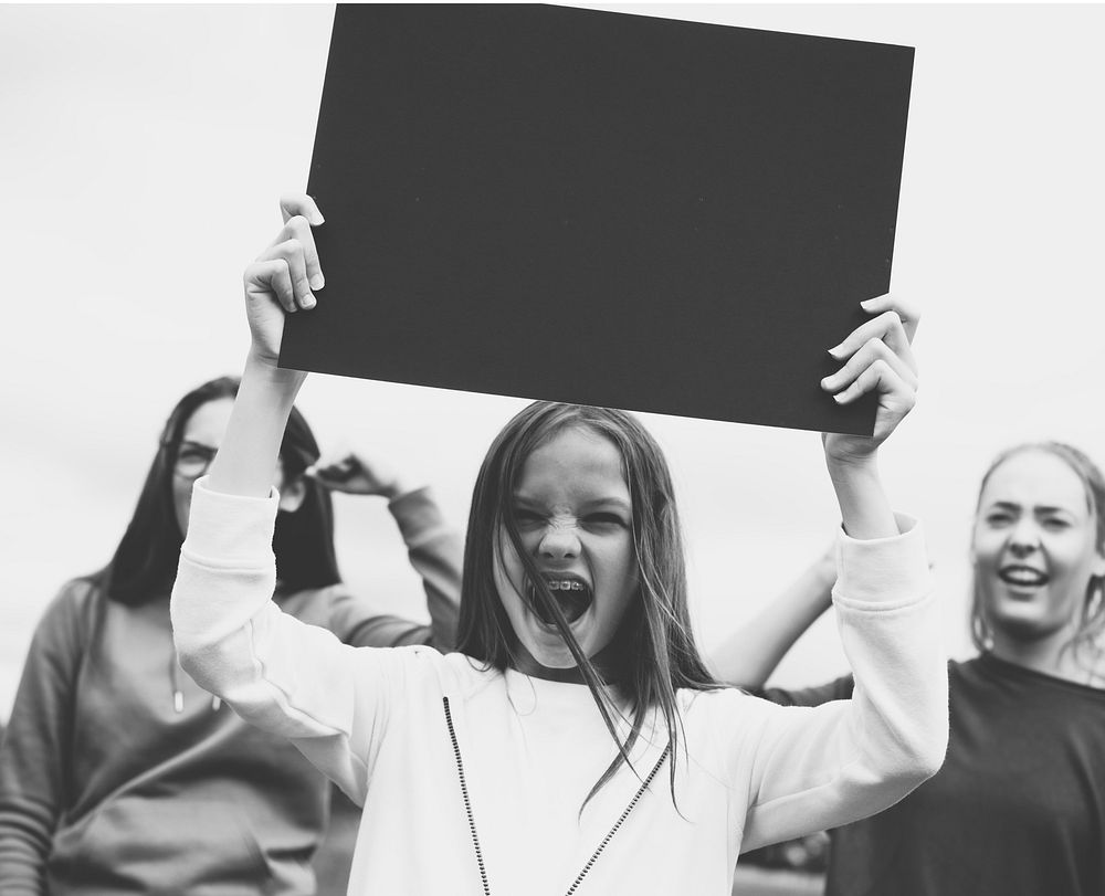 Group of angry female activists is protesting