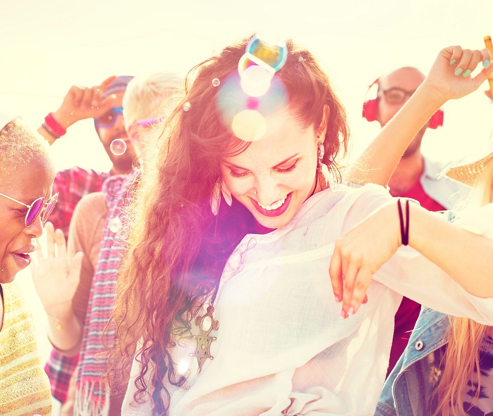 Teenagers Friends Beach Party Happiness Concept  