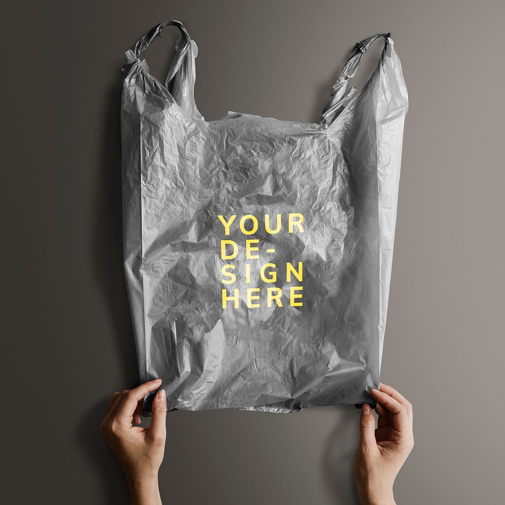 Gray your design here plastic bag mockup