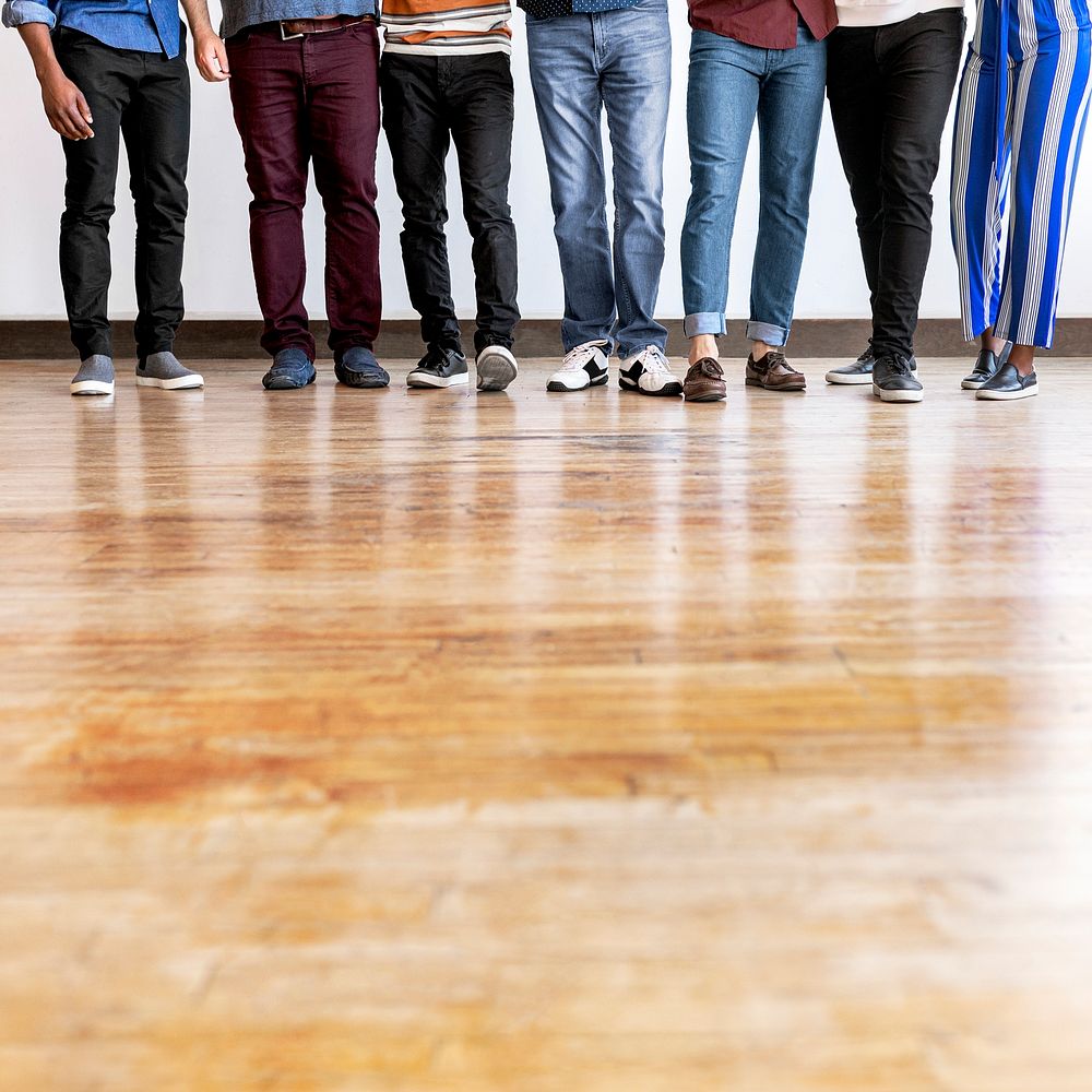 Group of people standing in a row