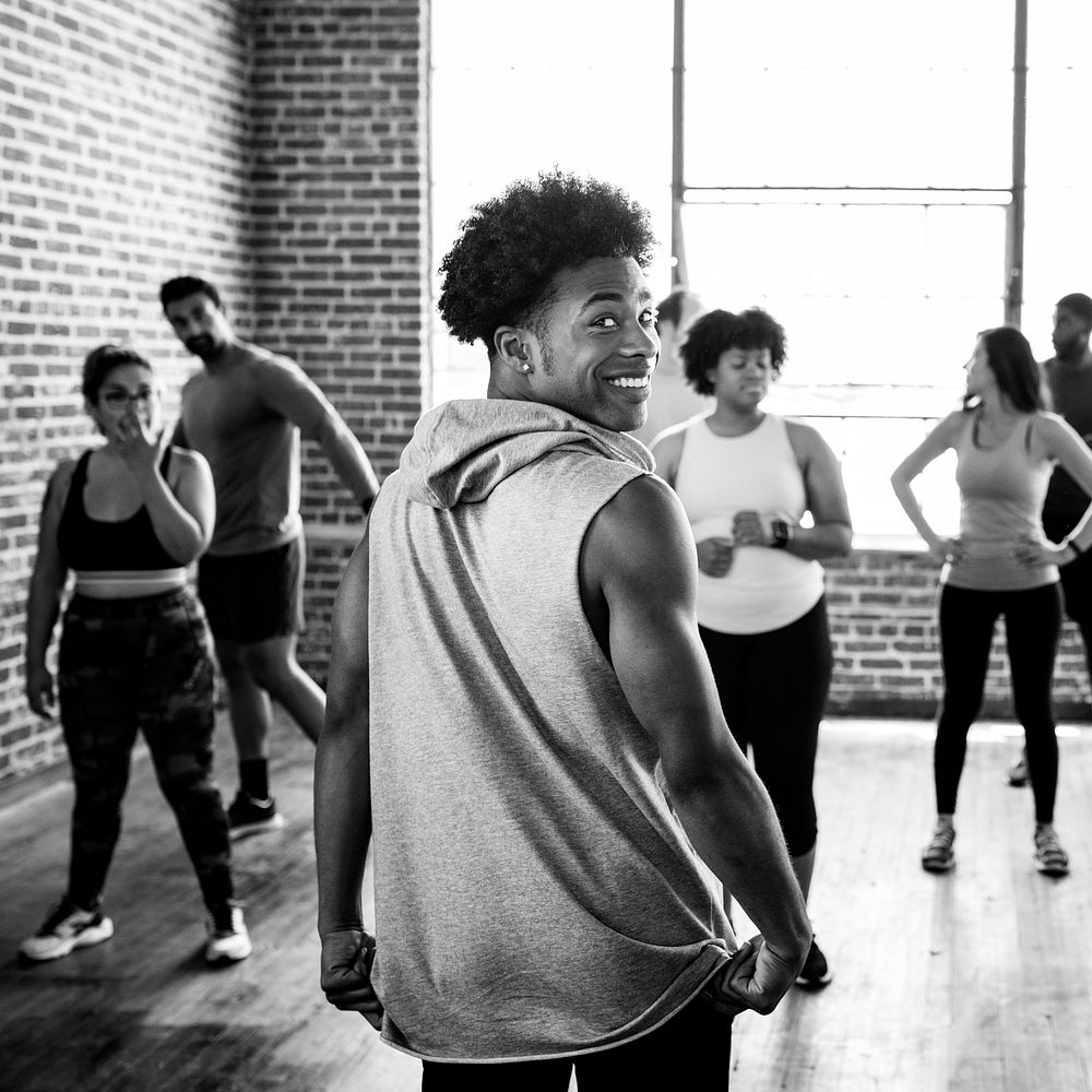 Trainer with his group fitness class