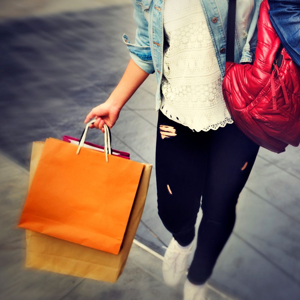 Woman carrying shopping bags