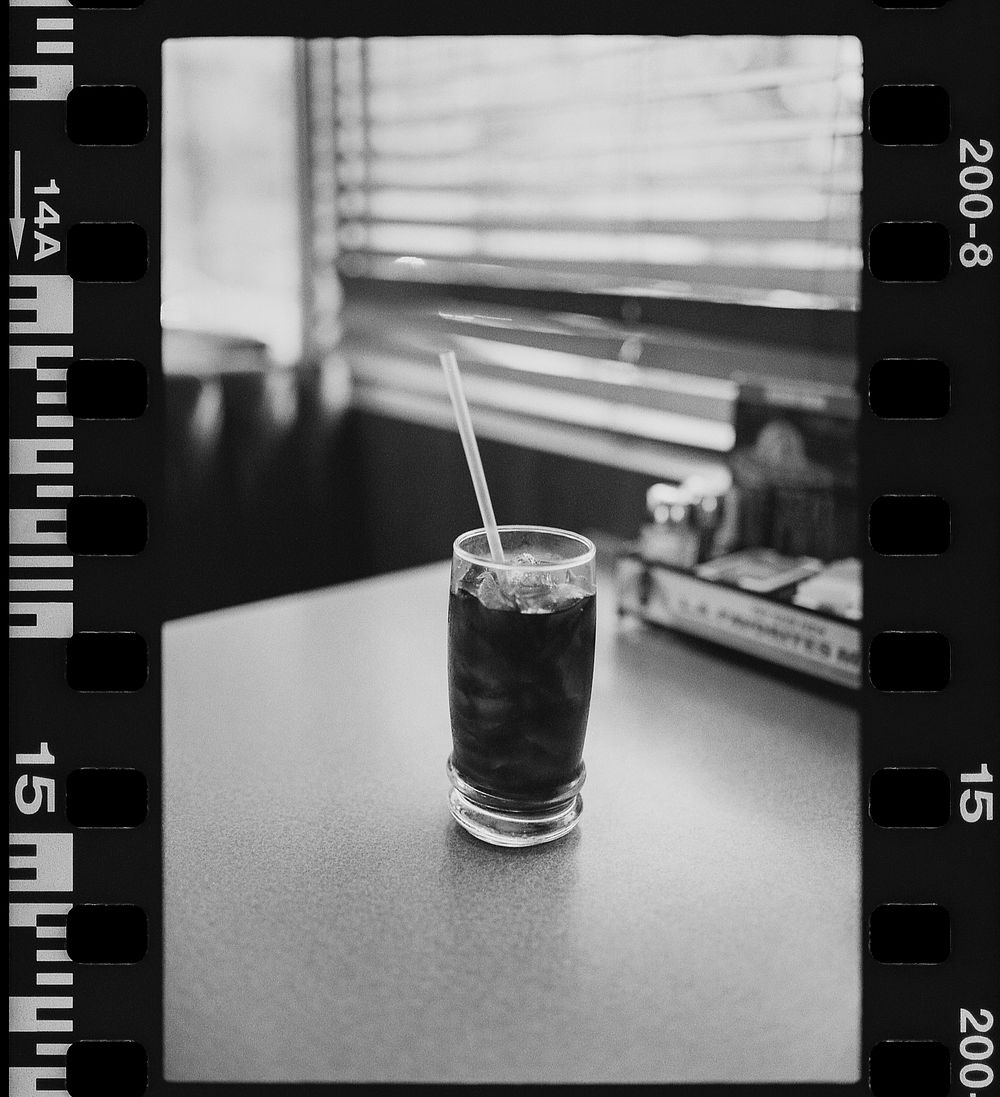 Iced coffee at the table in an American diner