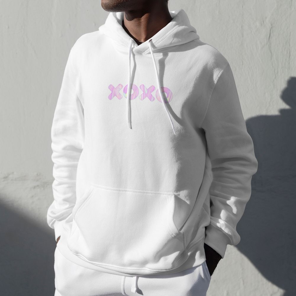 Xoxo printed on white hoodie 