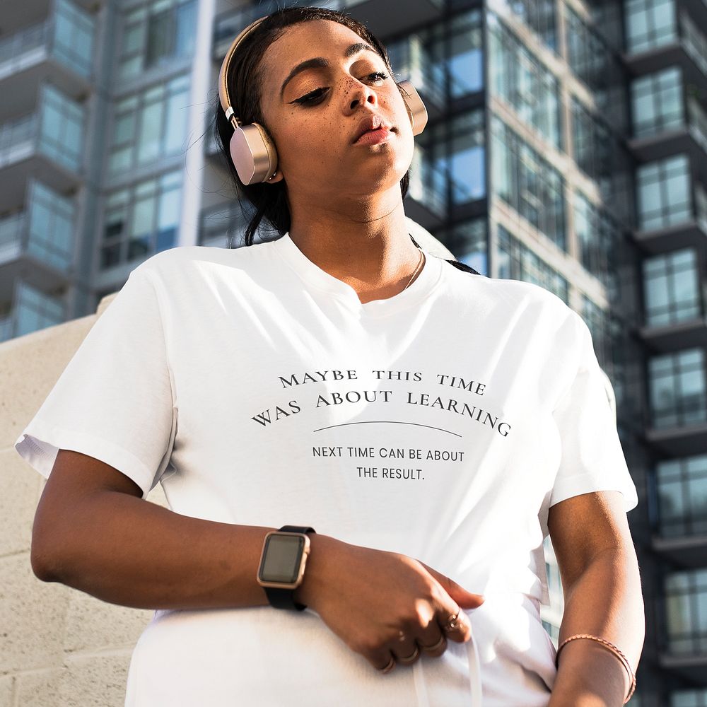 Printed quote t-shirt women&rsquo;s plus size fashion apparel shoot