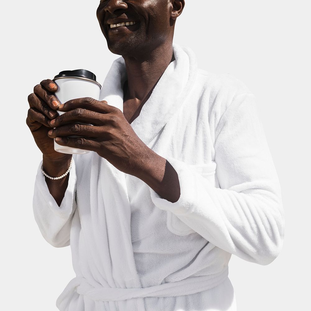 White bathrobe mockup psd men&rsquo;s apparel photoshoot