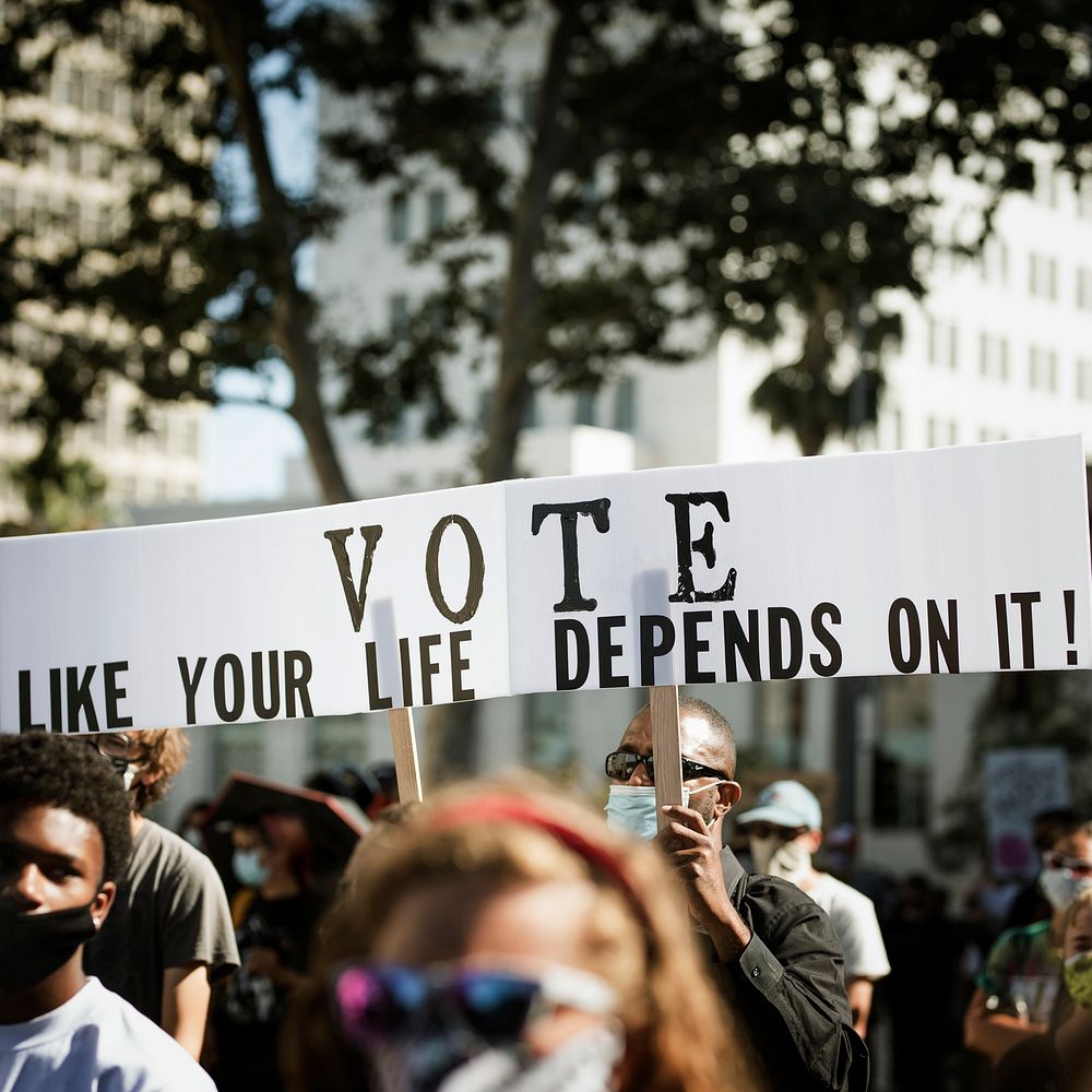 Vote like your life depends on it at a Black Lives Matter protest outside the Hall of Justice in Downtown Los Angeles. 15…