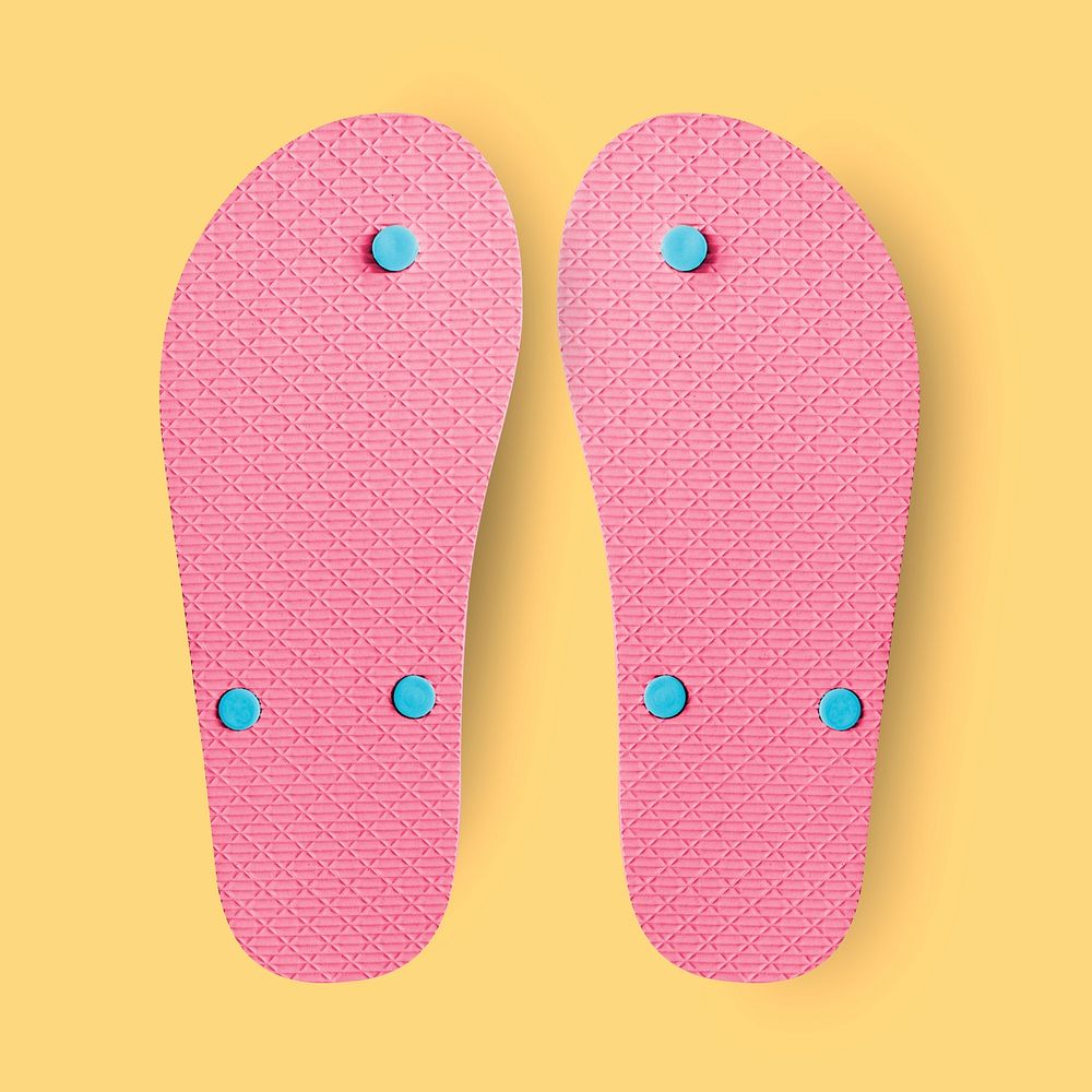 Pink flip flop psd sandal bottom mockup