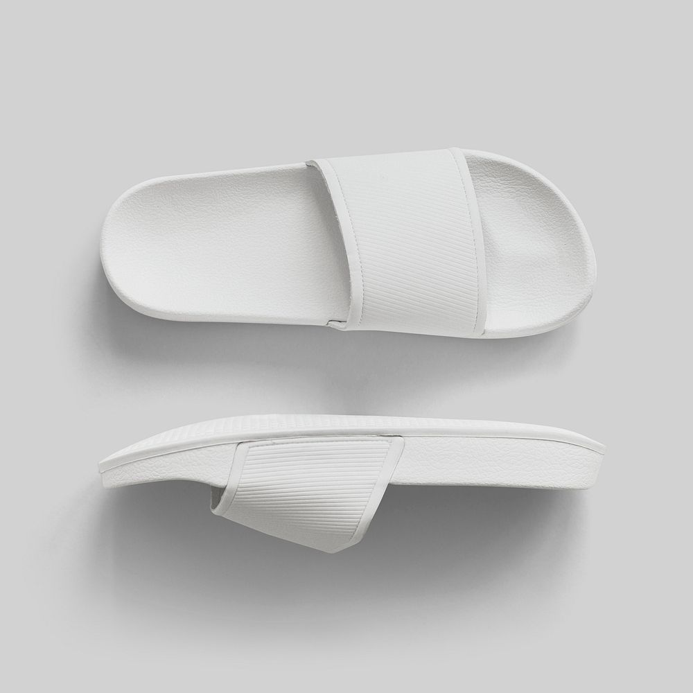 White slide sandal mockup summer slippers