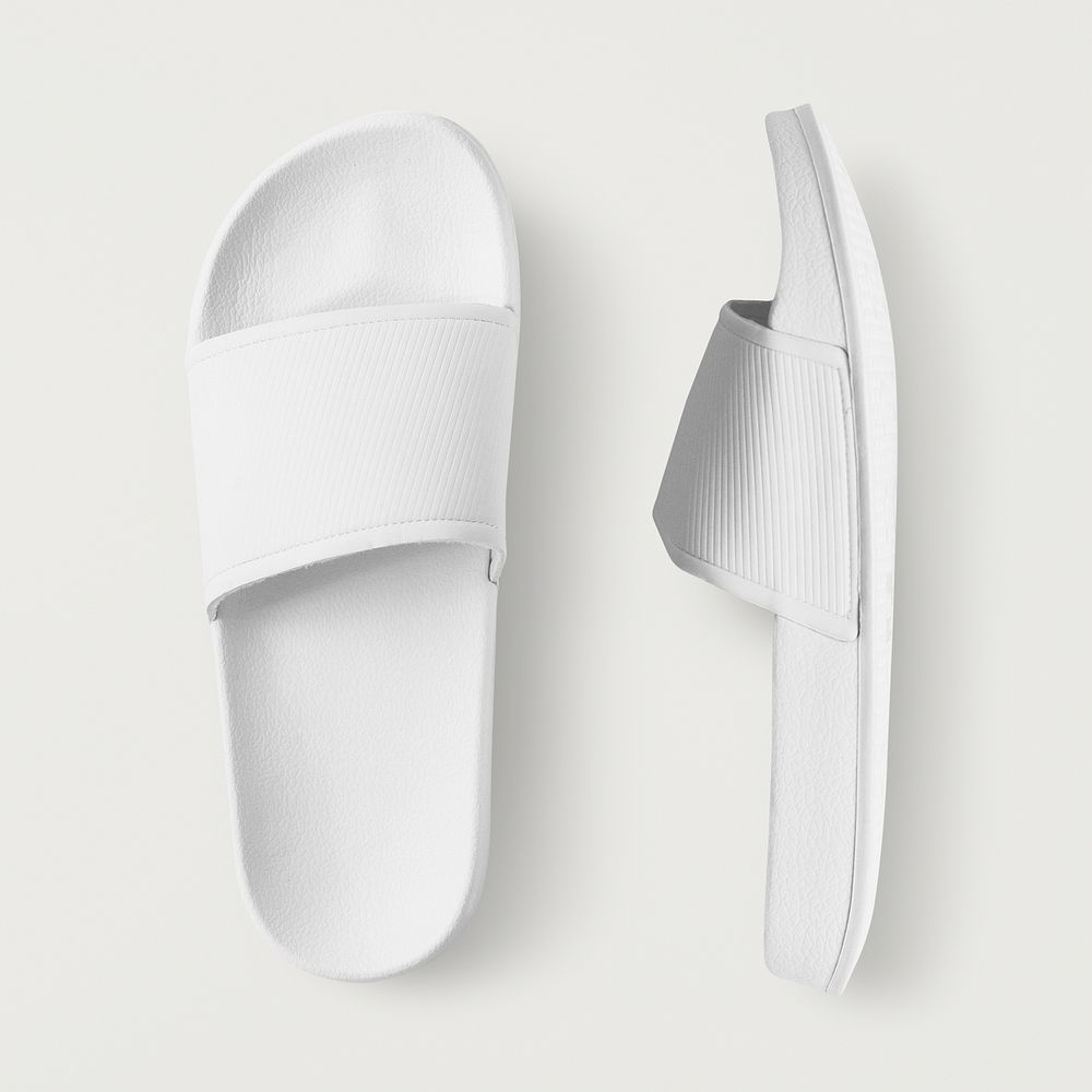 White slide sandal mockup slippers